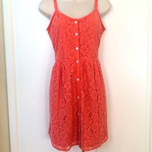 ⛵️Darling tangerine lace summer dress by Volcom - Size L⛵️